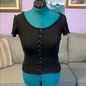 No Boundaries Black Fitted Short Sleeve Button Down Shirt